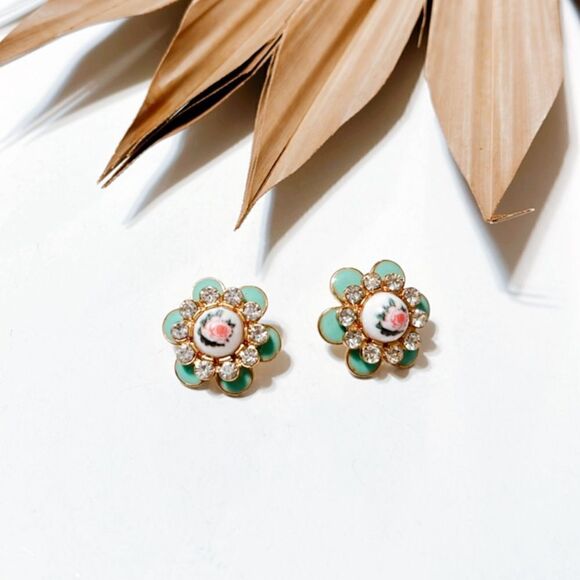 Italian vintage flower earrings S542 - Picture 1 of 4